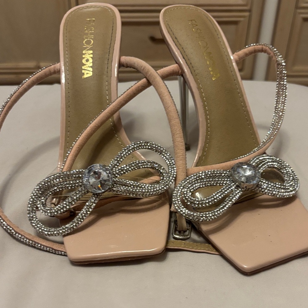 Vince Camuto Blush Heels with Sparkling Bow